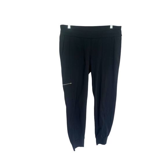 Athleta Black Jogger Pants Pull On Zip Cargo Size 6 Travel Athletic Pocket Nylon - Picture 1 of 7